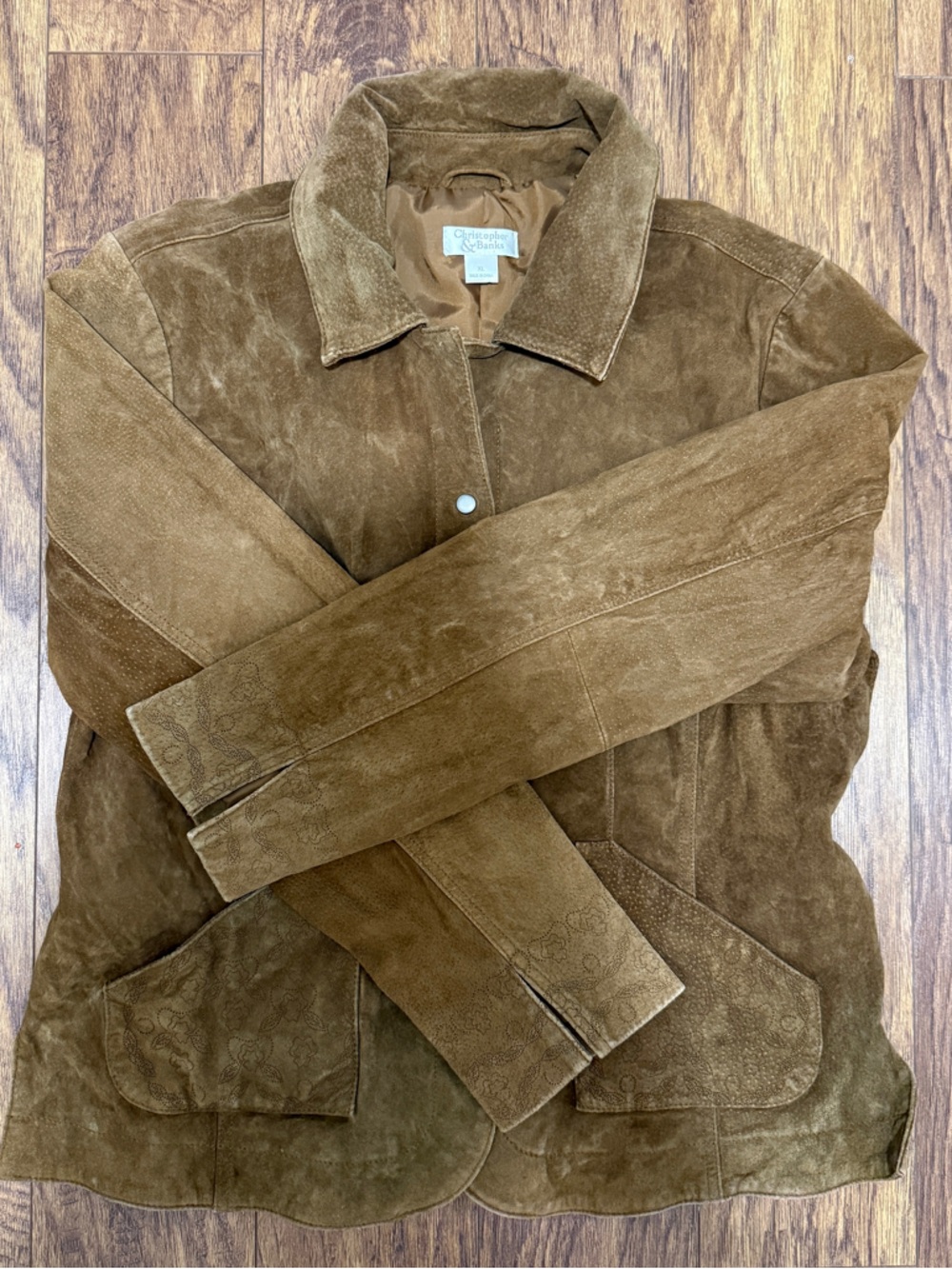 Christopher & Banks Light Brown/Tan Vintage Western Pig Leather Jacket XL